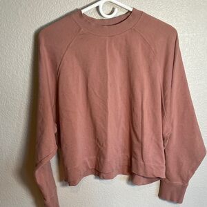Vuori Women's Pink Cotton Crew Neck Sweater